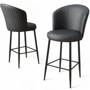 Bar Stool Set (2 Pieces) Uras - Anthracite, Black