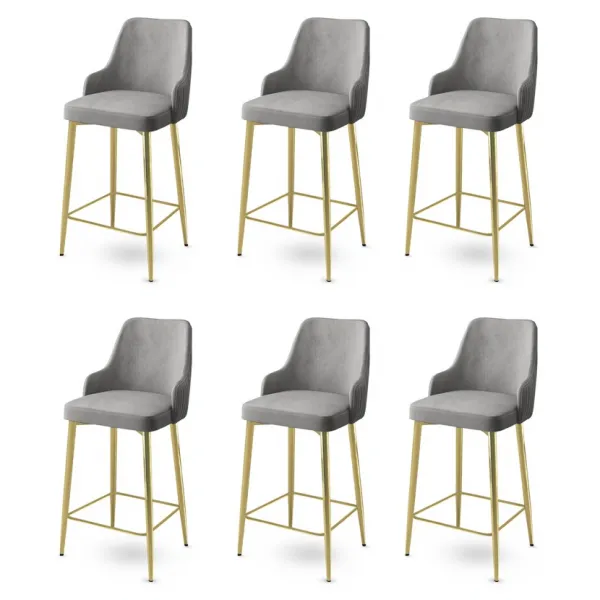 Bar Stool Set (6 Pieces) Enox - Grey, Gold
