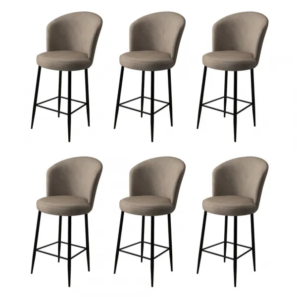 Bar Stool Set (6 Pieces) Alte - Cappuccino, Black