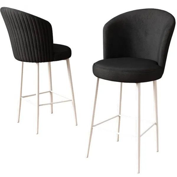 Bar Stool Set (2 Pieces) Fora - Black, White