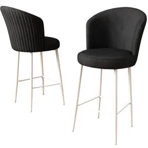 Bar Stool Set (2 Pieces) Fora - Black, White