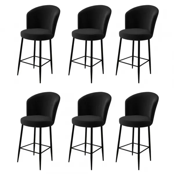 Bar Stool Set (6 Pieces) Fora - Black