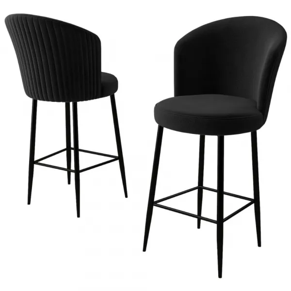 Bar Stool Set (2 Pieces) Fora - Black
