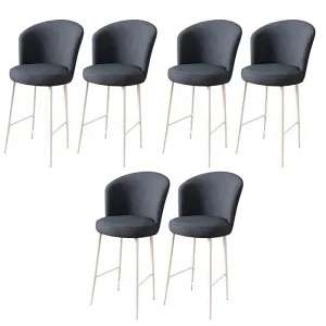 Bar Stool Set (6 Pieces) Fora - Anthracite, White