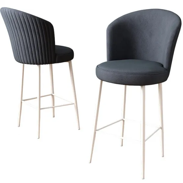 Bar Stool Set (4 Pieces) Fora - Anthracite, White