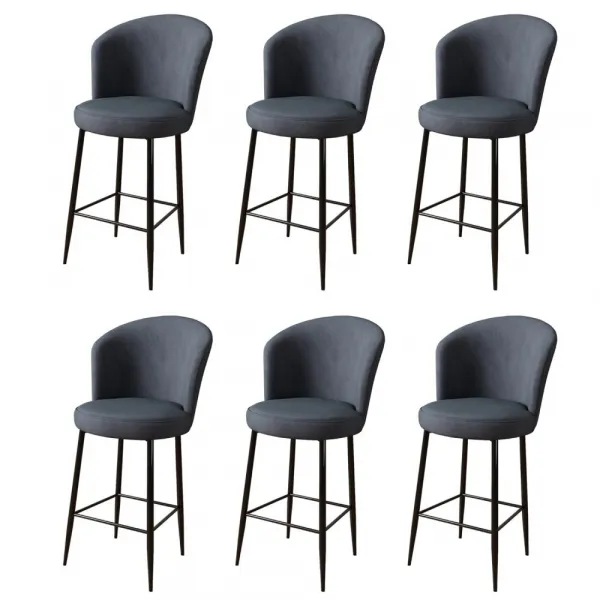 Bar Stool Set (6 Pieces) Fora - Anthracite, Black