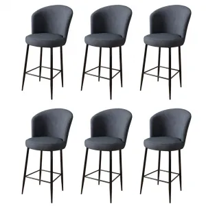 Bar Stool Set (6 Pieces) Fora - Anthracite, Black