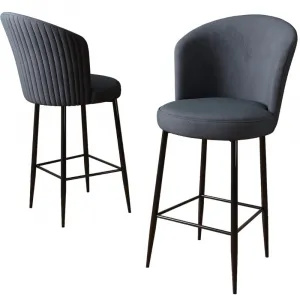 Bar Stool Set (4 Pieces) Fora - Anthracite, Black