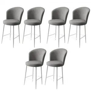 Bar Stool Set (6 Pieces) Fora - Grey, White