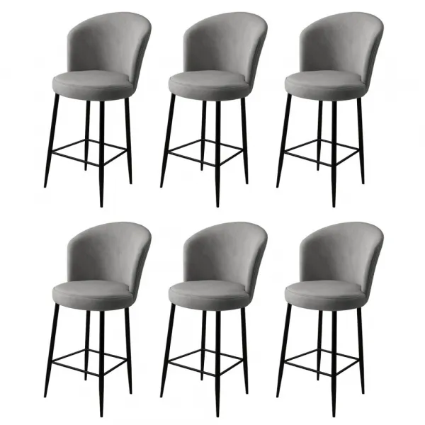 Bar Stool Set (6 Pieces) Fora - Grey, Black