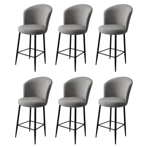 Bar Stool Set (6 Pieces) Fora - Grey, Black