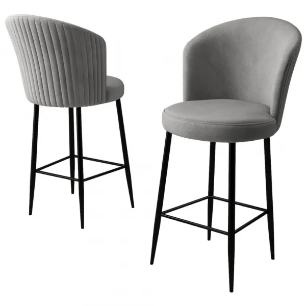 Bar Stool Set (4 Pieces) Fora - Grey, Black