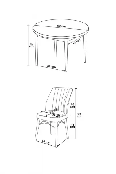 Dining Table & Chairs Set (5 Pieces) Rox - White, Tile Red