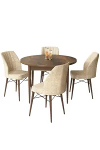 Dining Table & Chairs Set (5 Pieces) Rox - Baroque, Cream