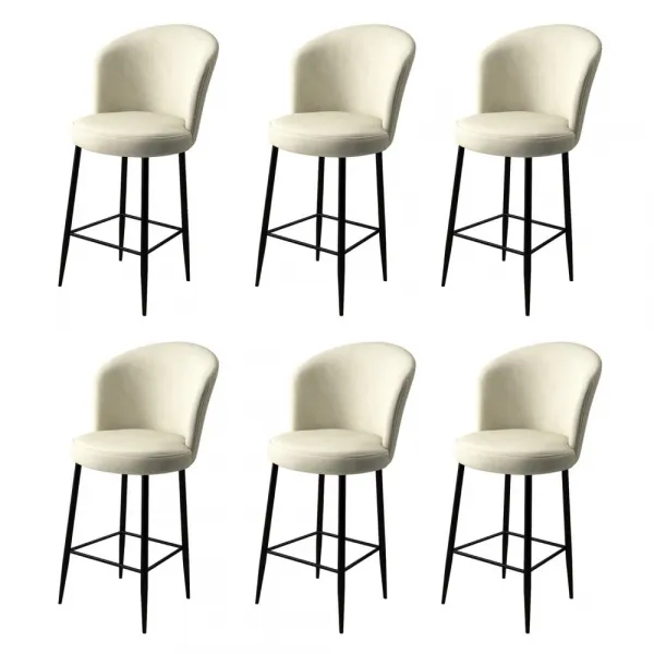 Bar Stool Set (6 Pieces) Alte - Cream, Black