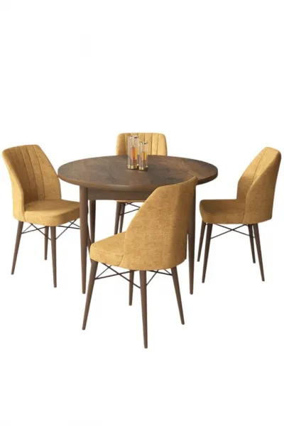 Dining Table & Chairs Set (5 Pieces) Rox - Baroque, Cappuccino