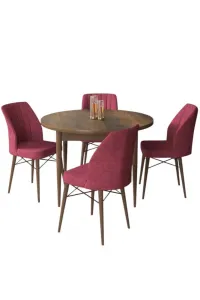 Dining Table & Chairs Set (5 Pieces) Rox - Baroque, Burgundy