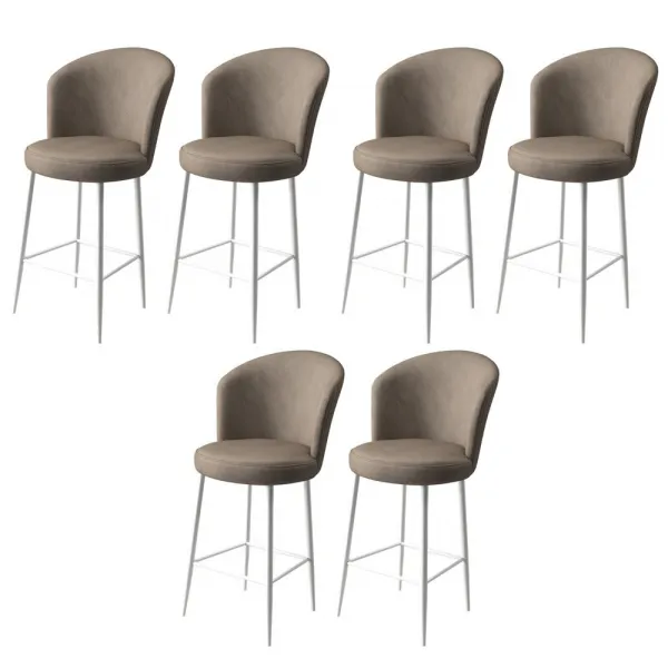 Bar Stool Set (6 Pieces) Alte - Cappuccino, White