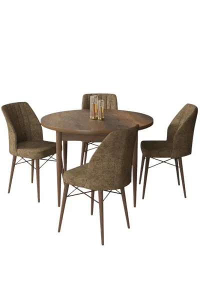 Dining Table & Chairs Set (5 Pieces) Rox - Baroque, Brown