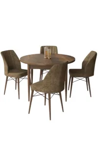 Dining Table & Chairs Set (5 Pieces) Rox - Baroque, Brown