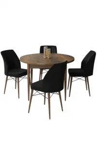 Dining Table & Chairs Set (5 Pieces) Rox - Baroque, Black