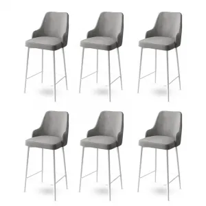 Bar Stool Set (6 Pieces) Enox - Grey, White