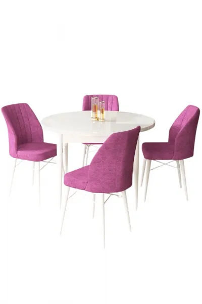 Dining Table & Chairs Set (5 Pieces) Rox - White, Purple