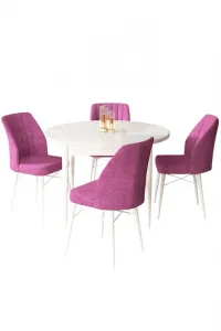 Dining Table & Chairs Set (5 Pieces) Rox - White, Purple