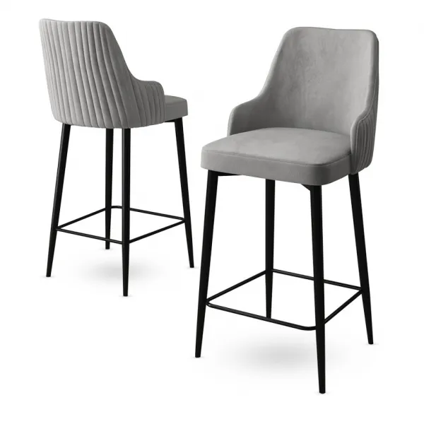 Bar Stool Set (2 Pieces) Enox - Grey, Black