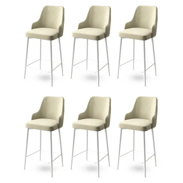Bar Stool Set (6 Pieces) Enox - Cream, White