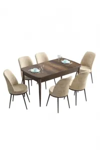 Extendable Dining Table & Chairs Set (7 Pieces) Han - Baroque, Cream