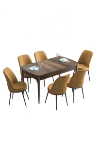 Extendable Dining Table & Chairs Set (7 Pieces) Han - Baroque, Cappuccino