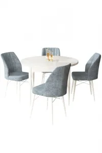Dining Table & Chairs Set (5 Pieces) Rox - White, Grey