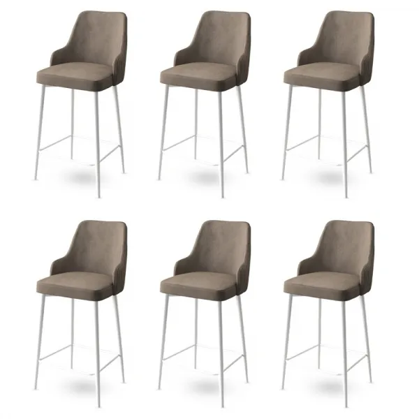 Bar Stool Set (6 Pieces) Enox - Cappuccino, White