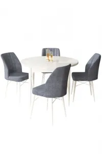Dining Table & Chairs Set (5 Pieces) Rox - White, Fume