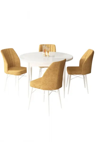 Dining Table & Chairs Set (5 Pieces) Rox - White, Cappuccino