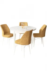 Dining Table & Chairs Set (5 Pieces) Rox - White, Cappuccino