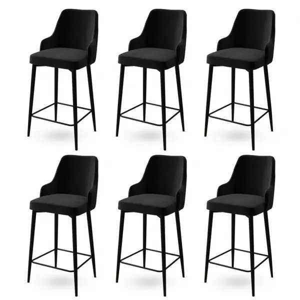 Bar Stool Set (6 Pieces) Enox - Black