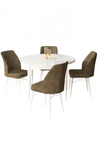 Dining Table & Chairs Set (5 Pieces) Rox - White, Brown