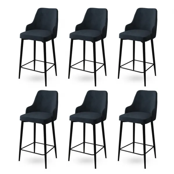 Bar Stool Set (6 Pieces) Enox - Anthracite, Black