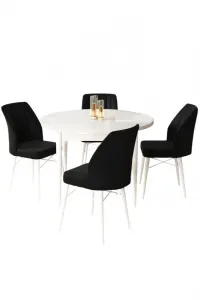 Dining Table & Chairs Set (5 Pieces) Rox - White, Black
