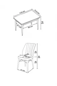 Dining Table & Chairs Set (5 Pieces) Arp - Baroque, Grey
