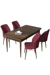 Dining Table & Chairs Set (5 Pieces) Arp - Baroque, Burgundy