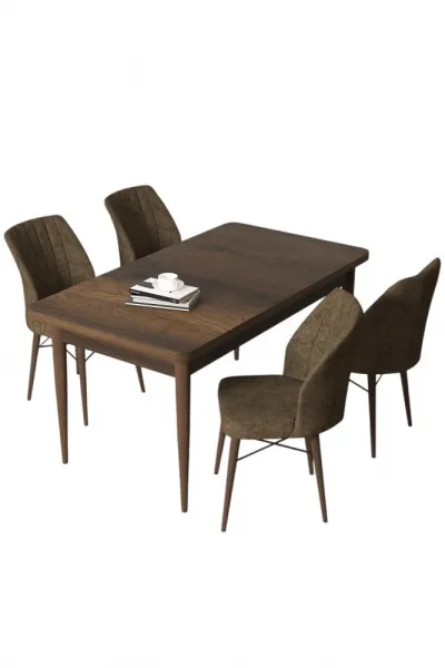 Dining Table & Chairs Set (5 Pieces) Arp - Baroque, Brown