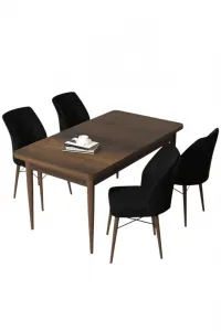 Dining Table & Chairs Set (5 Pieces) Arp - Baroque, Black