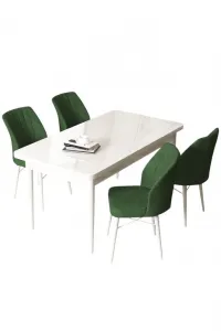Dining Table & Chairs Set (5 Pieces) Arp - White, Khaki