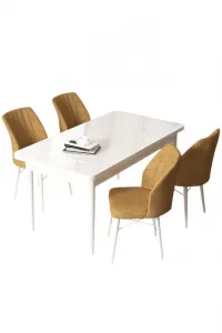 Dining Table & Chairs Set (5 Pieces) Arp - White, Cappuccino