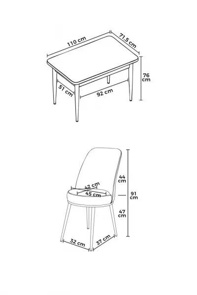 Dining Table & Chairs Set (5 Pieces) Nil - White, Turquoise