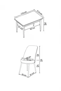 Dining Table & Chairs Set (5 Pieces) Nil - White, Turquoise