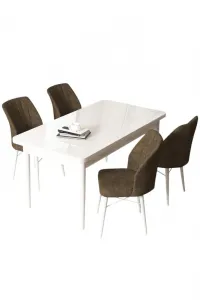 Dining Table & Chairs Set (5 Pieces) Arp - White, Brown